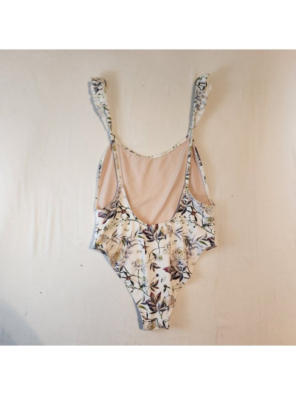 Mosmann Australia Floral One Piece Swimsuit Ruffle Strap White Peony Large